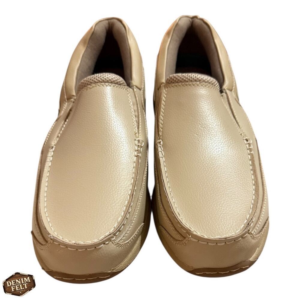 Dr.‎ Scholl’s Men’s Beige Leather Slip-On Loafers Size 13D Comfort Insoles NEW